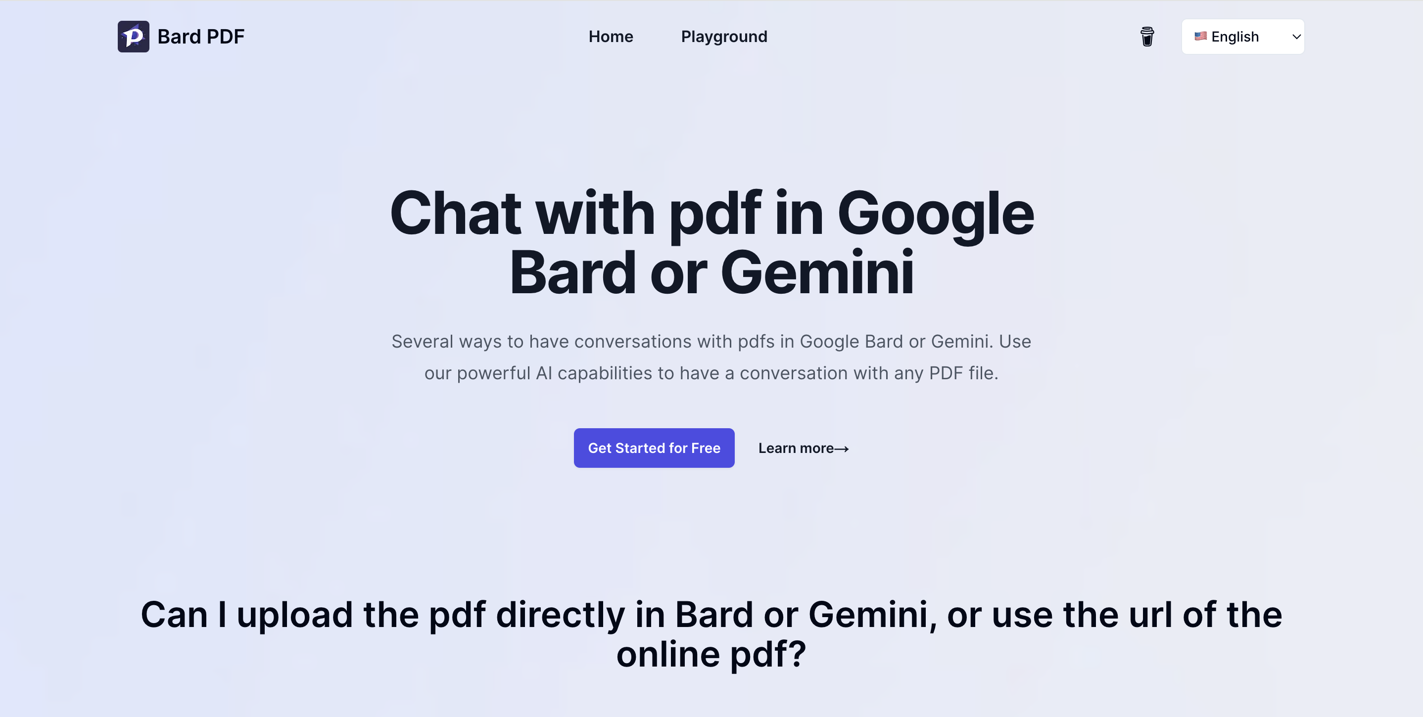 Several ways to have conversations with pdfs in Google Bard or Gemini. Use our powerful AI capabilities to have a conversation with any PDF file. Just